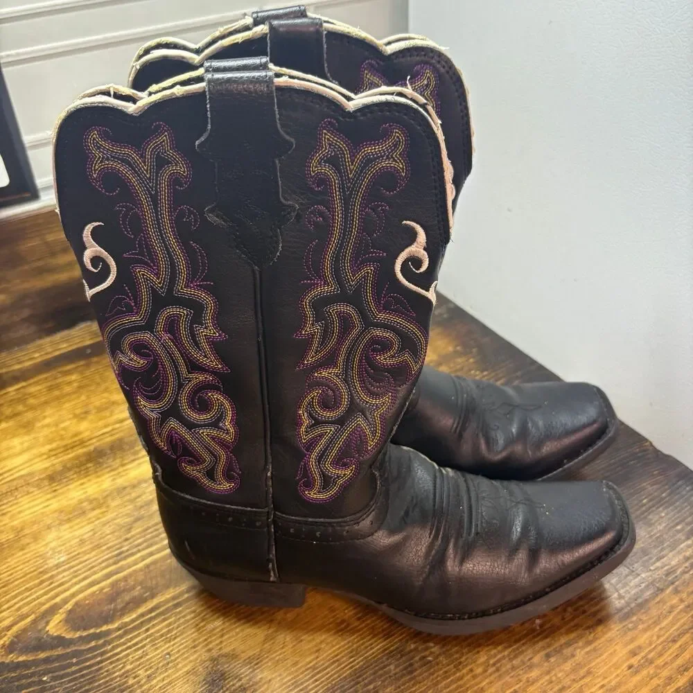 Justin Stampede Black Cowboy Boots Size‎ 3D
